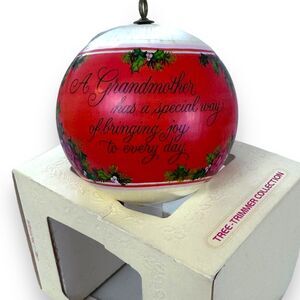 Hallmark Satin Ornament Grandmother Vintage Unbreakable Christmas Red Grandma